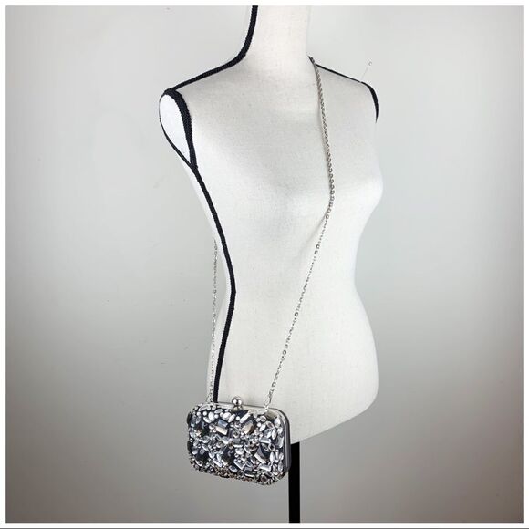 Kimchi Blu Gem Encrusted Clamshell Evening Bag Small Shoulder Cross-body - Picture 4 of 14